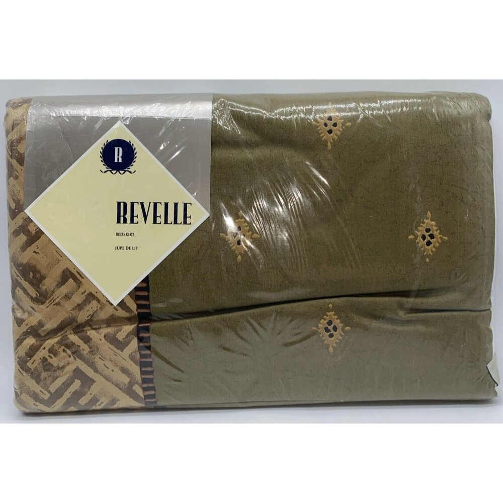 Revelle Sari King Size Bed Skirt Combed Cotton Sateen Green Multicolor